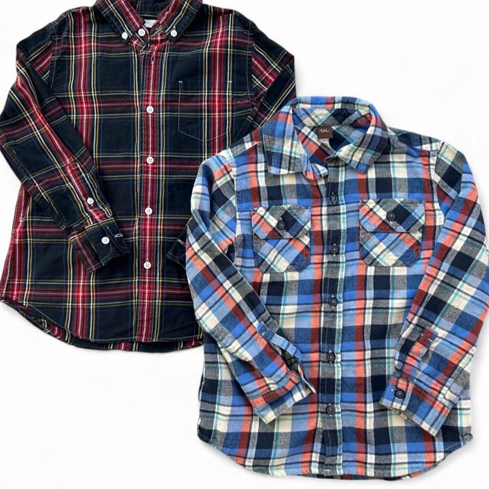 Tea & Crew Cuts Boys button down plaid shirt bundle, size 6